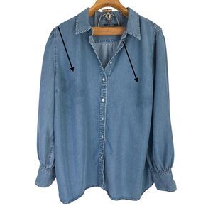 Lauren Ralph Lauren Denim Bishop Sleeve Button Up Blouse Women's Sz: 3X